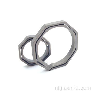 TC4 Octagon Grey Titanium Sleutelhanger Split Sleutelhanger